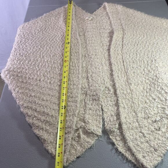 Entro Anthropologie Cardigan Fuzzy Knit Open Front Vented Womens Size M Beige - Picture 5 of 7